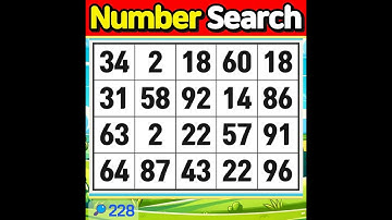 Number Search. You need great focus to find them all.【Memory | brain game | Quiz 】#228