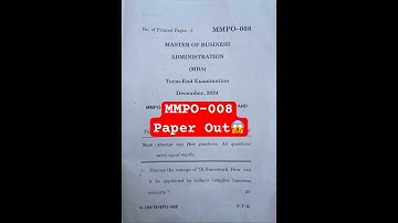 IGNOU MMPO-008 December Question Paper 2024 | Unnati Education IGNOU | mmpo 008 paper