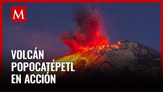 Popocatépetl emite erupción estromboliana con bombas de lava