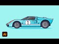 How to Draw Flat Design Cars in Adobe Illustrator  | Ford GT40 - Speed Art
