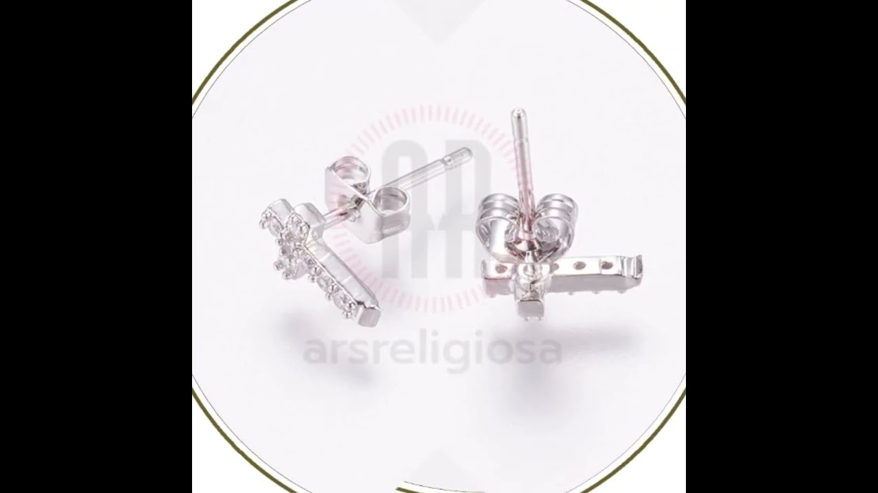 Orecchini in Argento 925 a forma di croce con zirconi multicolor