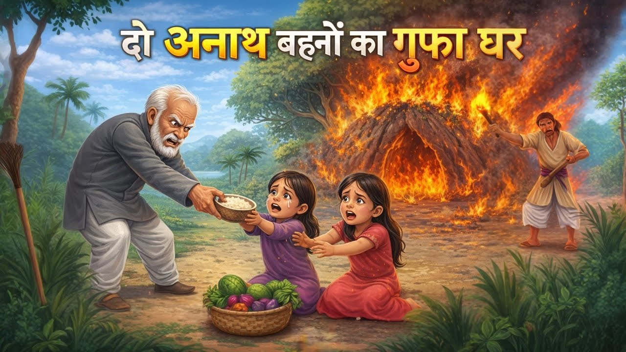 दो अनाथ बहनो का गुफा घर | The Cave Home of Two Orphan Sisters| Hindi moral story|Hindi cartoon story