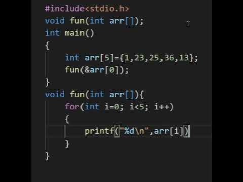 Passing an array to a function | C programming |#shorts #coding # ...