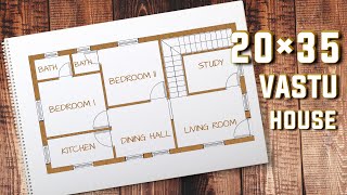 20×35 Vastu North Facing 2BHK House Design • Dimensions Detailed • 35x20 Ghar Ka Naksha