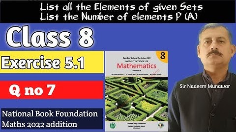 Class 8 Exercise 5.1 Q no 7 Find power Set in Urdu Hindi ex 5.1 NBF Maths Sir Nadeem Munawar