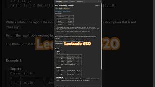 Leetcode 620 in 30 Seconds | SQL 50 Challenge #Leetcode #SQLChallenge #SQL #SQL50 #NotBoringMovies