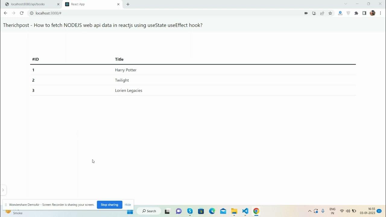 How to fetch NODEJS web api data in reactjs using useState useEffect ...