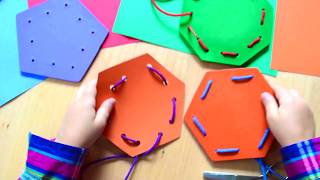 Lacing Geometric Shapes Recycled DIY