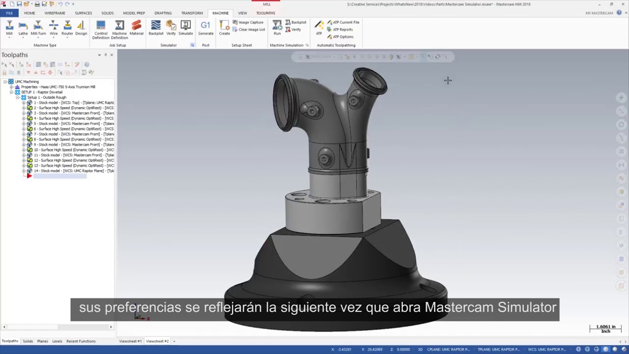 Novedades Mastercam 2018 Simulación - YouTube