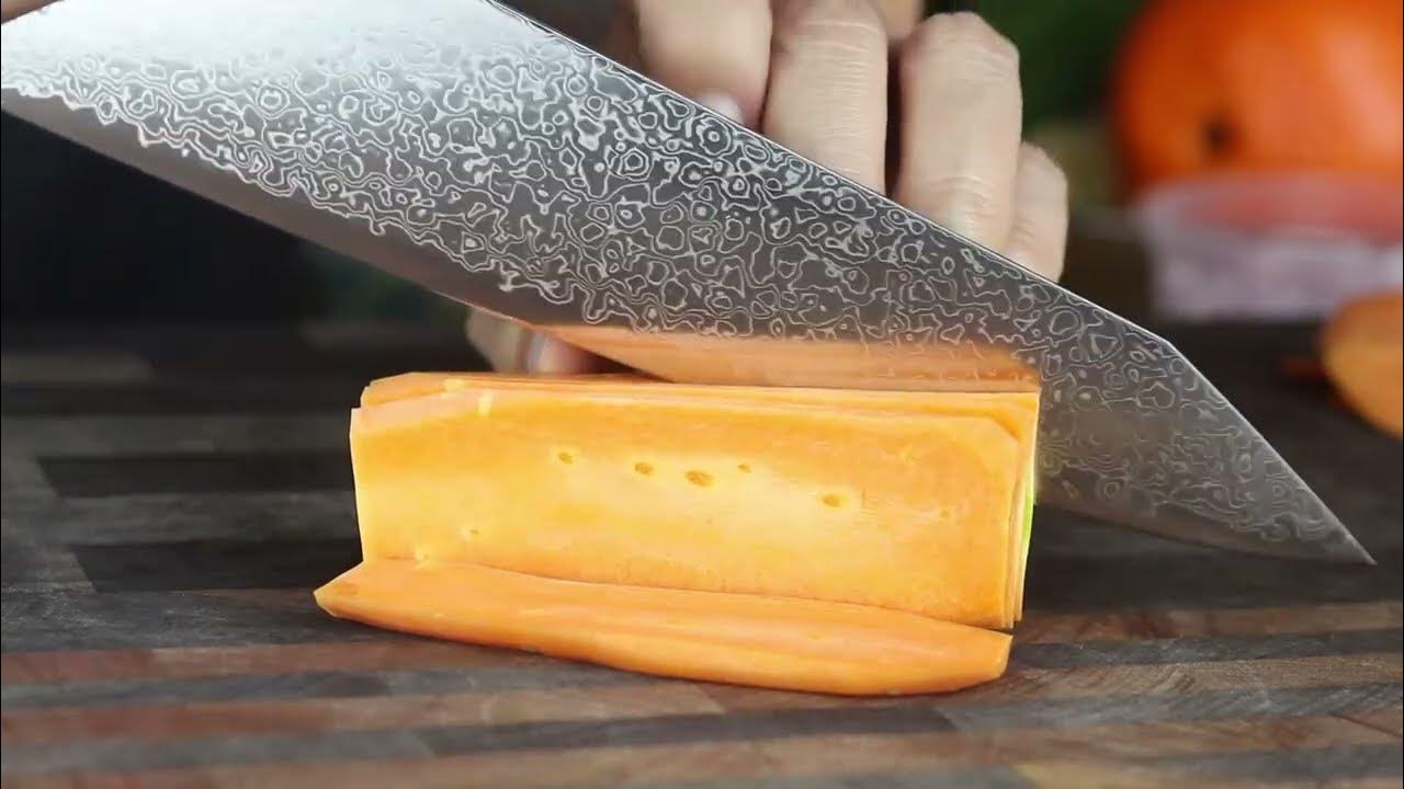 Kanjo SG2 240mm Damascus Kiritsuke Gyuto vs Carrot YouTube