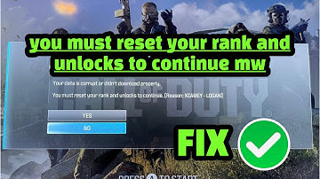 You Must Reset Your Rank And Unlocks To Continue MW2 ? Your Data Is Corrupted Modern Warfare 2 ? FIX