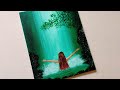 Easy Waterfall Landscape Painting tutorial for beginners || Step by step Waterfall Landscape paintin