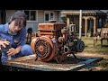 Talented girl refurbishes old diesel engine!#machine