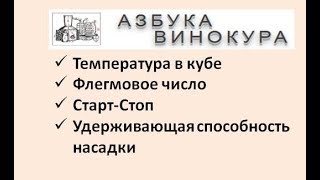 Температура в кубе | Флегмовое число | Старт-Стоп | Удерживающая способность насадки | Изобретатель