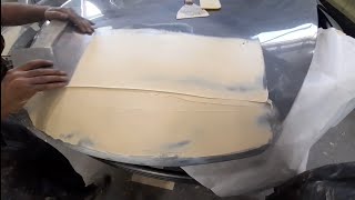 car putty repair/تطبيق معجون بالصلبه صاج مجلفن/تعلم/الي قناة طرق دهان السيارات