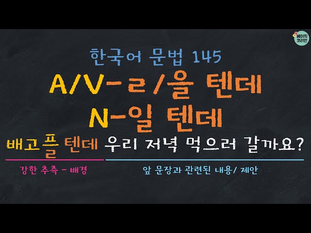 한국어배우기 | 한국어문법 145: A/V-ㄹ 텐데/을 텐데, N-일 텐데 |  Korean Grammar with Basic Korean class=