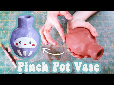 HOW TO MAKE A VASE | Air Dry Clay Pinch Pot Vase, Pottery For Beginners