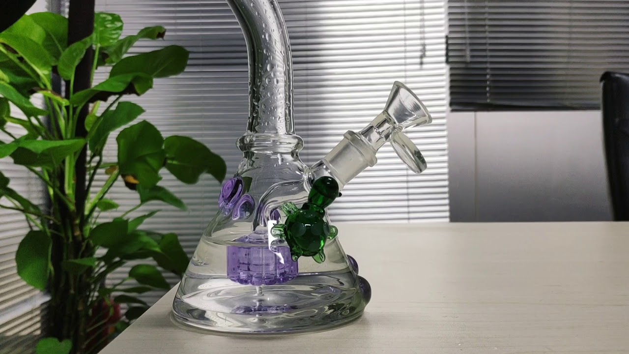 purple round bead water glass bong