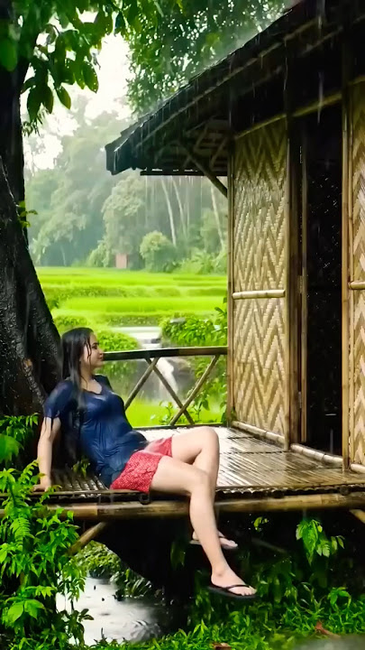 Numpang Berteduh Di Rumah Abah Saat Hujan Deras #rain #hujanderas #shorts
