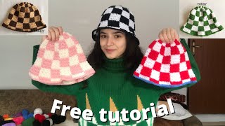 HOW TO: crochet a checkered bucket hat | DIY bucket hat