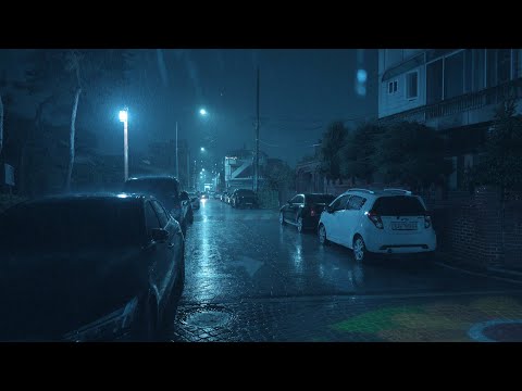 [4K] Alley Rain Ambience: Calm Your Mind, 깊은밤 차분하게 여름비를 맞으며 지친 마음을 달래본다. 빗소리 ASMR