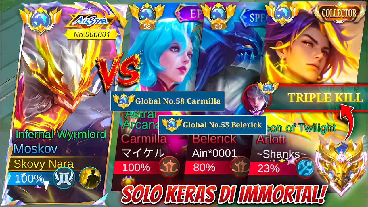 SUNGGUH GILA! MELAWAN PARA TOP GLOBAL + COUNTER! GLOBAL MOSKOV SOLO RANK MENEGANGKAN PARAH! ~ MLBB