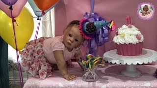 BIG BIRTHDAY SURPRISE PARTY FOR REBORN BABY NATALIE - THEME THURSDAY - SWEET TREATS!