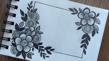 Easy and Simple Border Design for Project | Easy corner Flower Drawing Tutorial For Beginners Simple