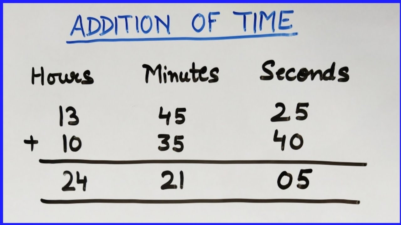 Addition of Time of Hours, Minutes & Seconds | Adding Time | How to add Time -