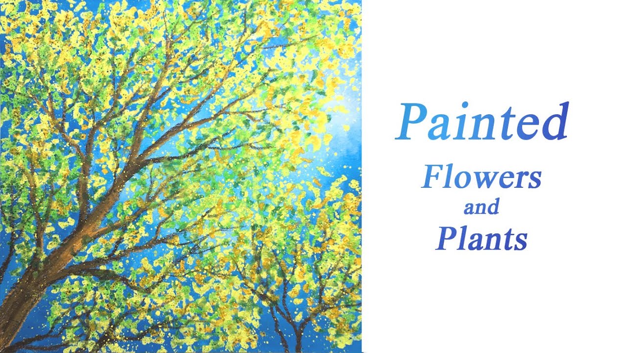 水彩畫/ 蠟筆畫《美麗的花海》畫樹葉與天空《DIY彩繪系列 #206》