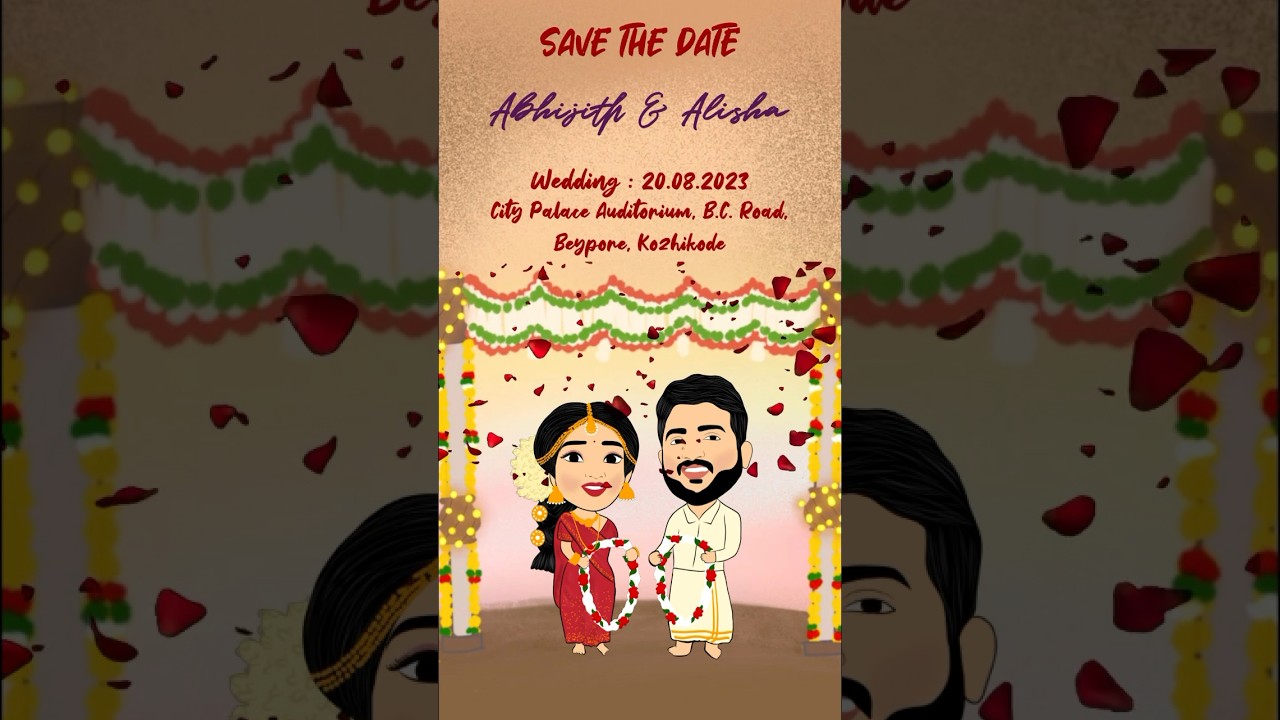 Cartoon themed wedding invitation video 