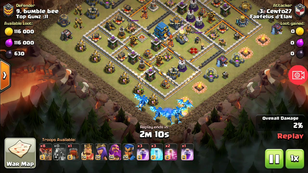 How to Attack use All Dragon Combine | TH12 Warden Walk 3 Star War Attack | #3