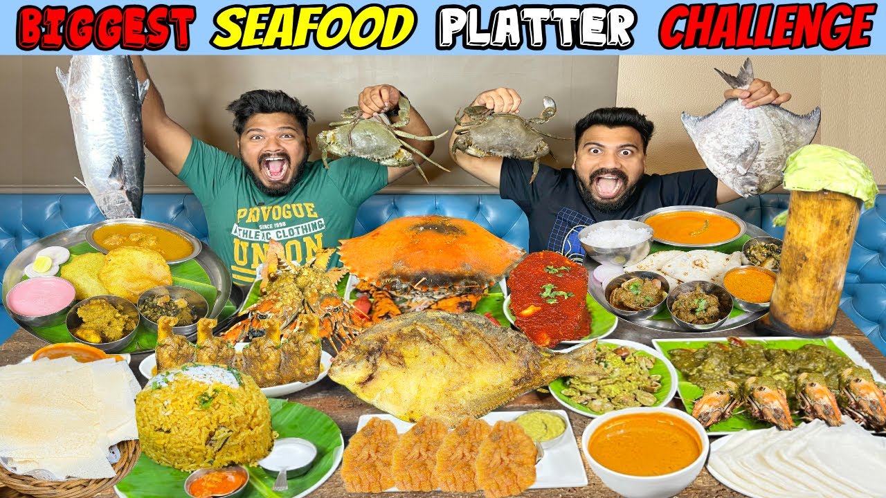 BIGGEST SEAFOOD PLATTER EATING CHALLENGE🔥 बड़े पैमाने पर समुद्री भोजन😱