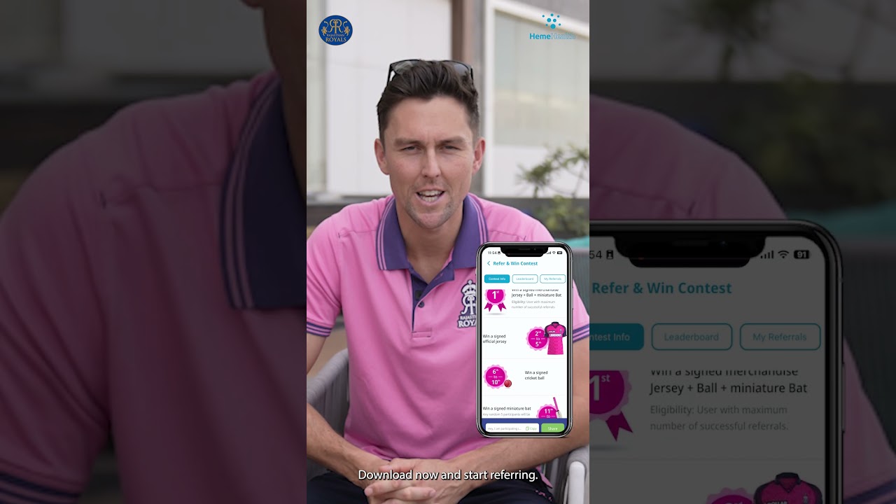Ready to score big with HemeHealth? Refer a friend to HemeHealth  Rajasthan Royals-signed jersey!