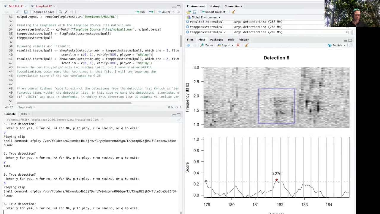 Using R to detect bird vocalizations: Adusting score cutoff to improve detection