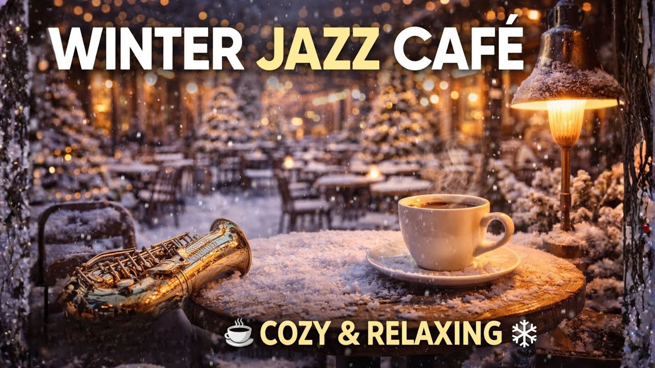 Jazz Café Instrumental ☕️ Cozy Smooth Jazz & Soft Snow Ambience for Focus, Work, Study & Relax