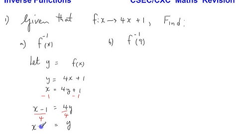 Inverse Functions (CXC/CSEC Maths revision)