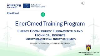 EnerCmed Training Program: Energy balance in an energy community