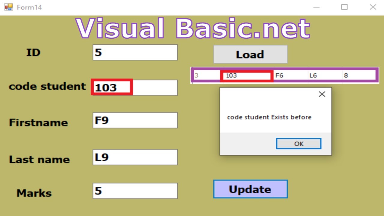 Programming In VB Update Button In VB With SQL Database And