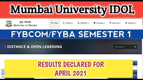 IDOL RESULTS DECLARED FOR FYBCOM/FYBA SEMESTER 1 | APRIL 2021 | Ashish Sir