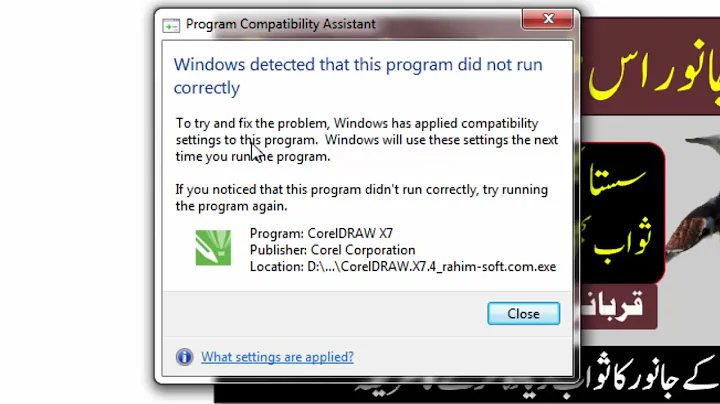 How To Solve Compatibility Problems in Windows 7|Program compatibility Assistant|Corel draw x7 error