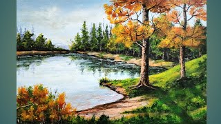 How to draw Autumn season by Acrylic | Very easy for beginners | Episode 08|