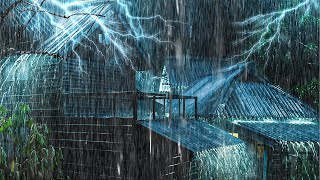 Relieve Stress to Fall Asleep Fast with Powerful Rain,Heavy Thunder Sounds on Metal Roof at Night