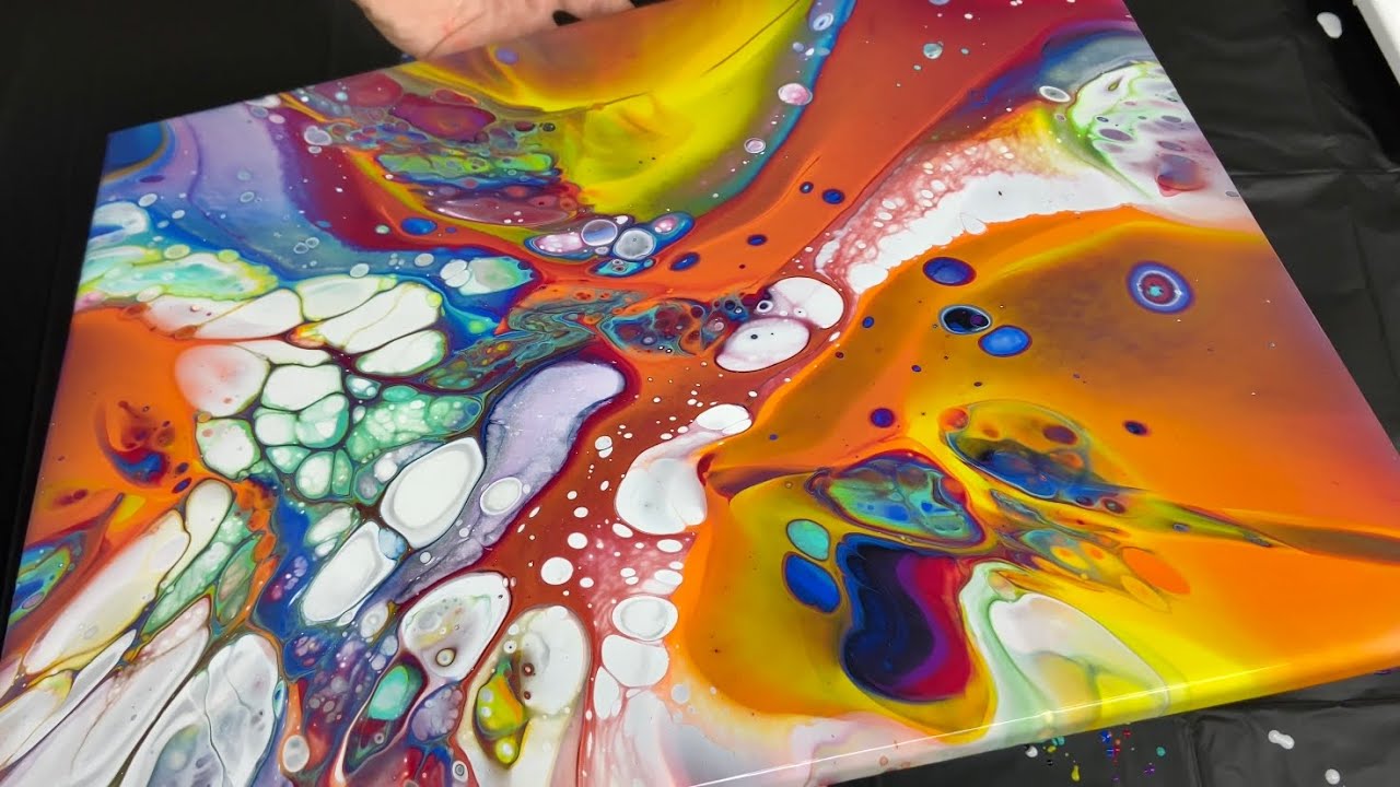 Acrylic Fluid Art With Cells! | Galaxy Pour Painting! - YouTube