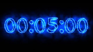 Blue smoke neon timer 5 minutes (stopwatch)