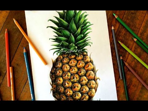 SPEED DRAWING Realistic Pineapple - YouTube