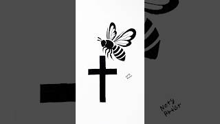 ✝️ Cross And Bee 🐝 Stencil Art' Design | Tutorial Step By Step |