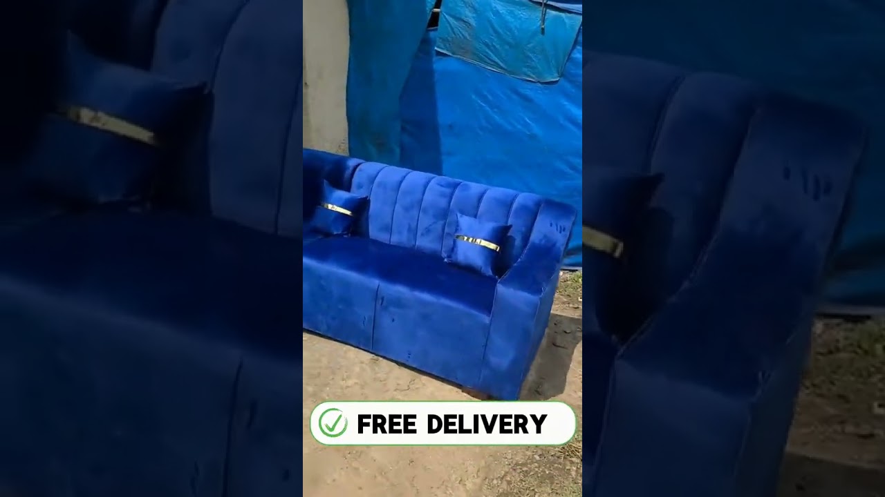 Modern Blue Velvet L-Shaped Sofa
