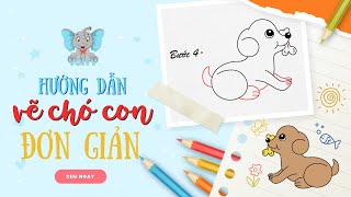 Bé Học Vẽ - Hướng Dẫn Vẽ Chó Con Đơn Giản-Voitv Kênh Thiếu Nhi