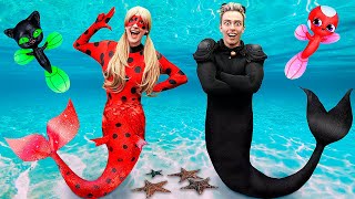 картинка: ЛЕДИ БАГ Русалка vs СУПЕР КОТ Русалка Челлендж!